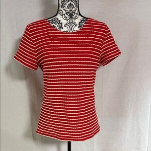 Sara Campbell Red and White Striped Women's Top NWT Made in USA